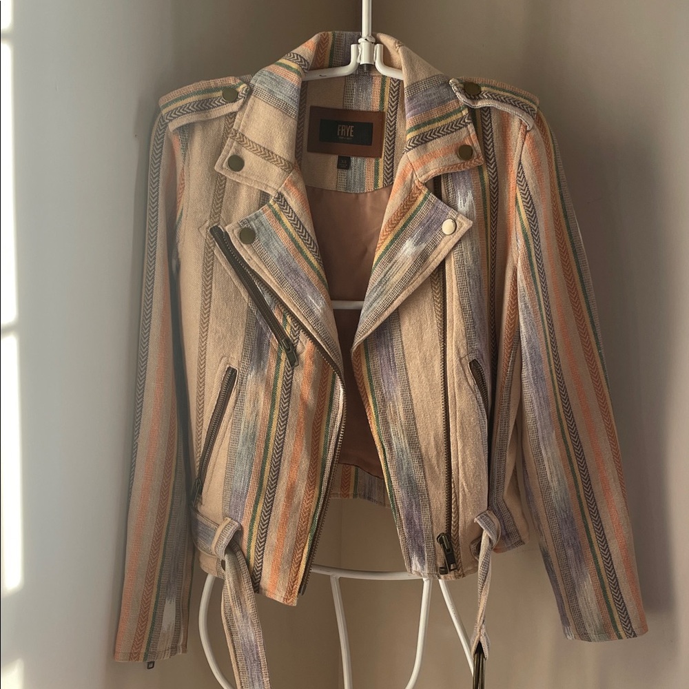 Frye Multicolor Striped Leather Jacket